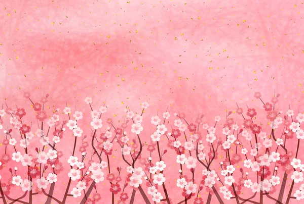 梅の花新年カード背景の春 — ストックベクタ