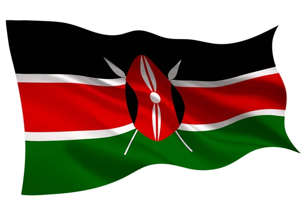 Het Pictogram Van Vlag Van Nationale Vlag Van Het Kenia — Stockvector