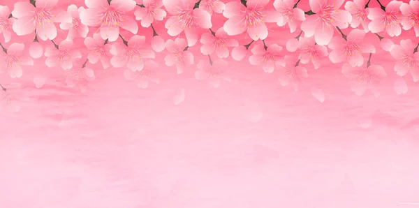 Blommande Körsbärsträd Blommor Våren Bakgrund — Stock vektor