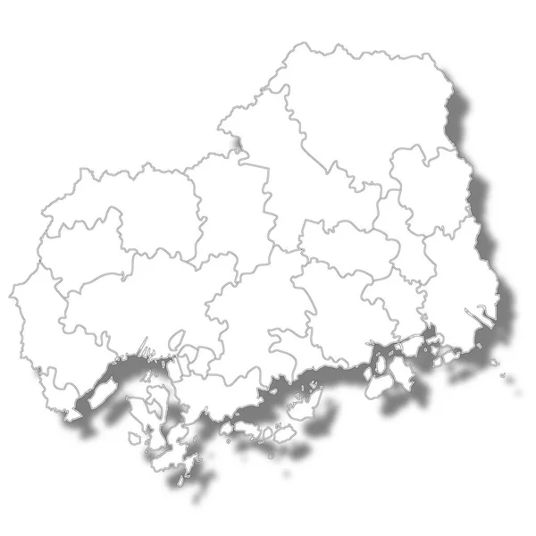 Prefektura Hirošima Japonsko Mapa Bílá Ikona — Stockový vektor