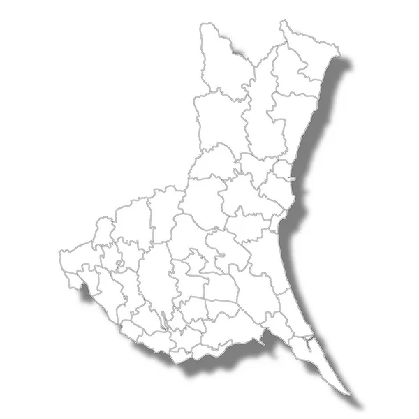 Ibaraki Νομού Ιαπωνία Χάρτη Λευκό Εικονίδιο — Διανυσματικό Αρχείο