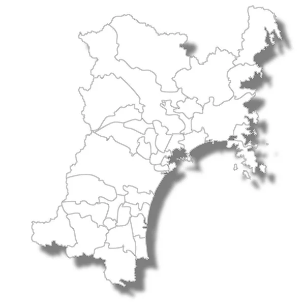 Prefectura Miyagi Japón Mapa Icono Blanco — Vector de stock