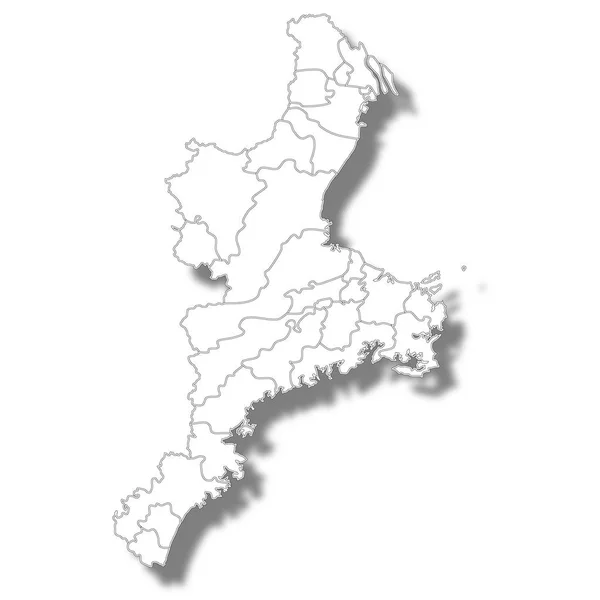 三重県日本地図白アイコン — ストックベクタ