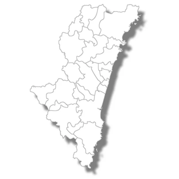 Prefectura Miyazaki Japón Mapa Icono Blanco — Vector de stock