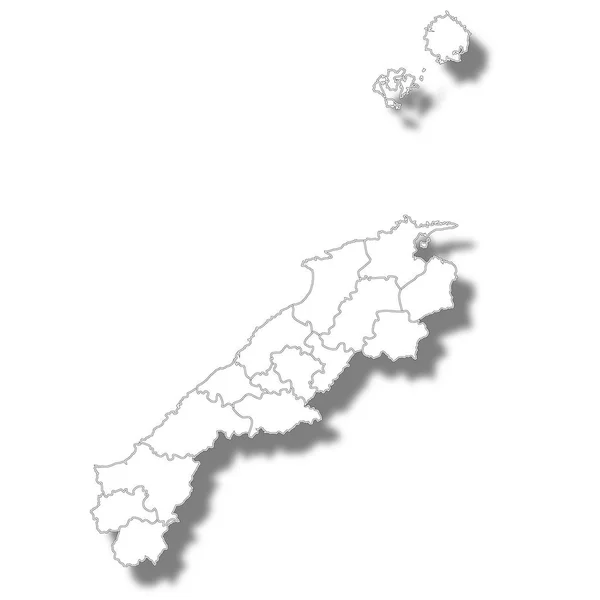 Prefektura Šimane Japonsko Mapovat Bílou Ikonu — Stockový vektor