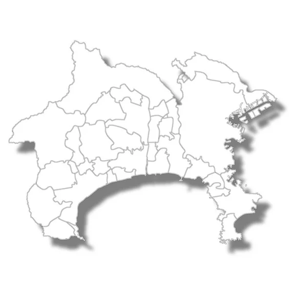 Prefettura Kanagawa Giappone Mappa White Icon — Vettoriale Stock