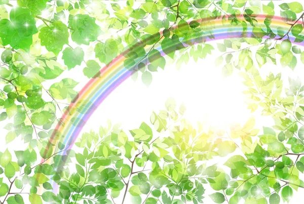 Grön Rainbow Landskap Bakgrund — Stock vektor