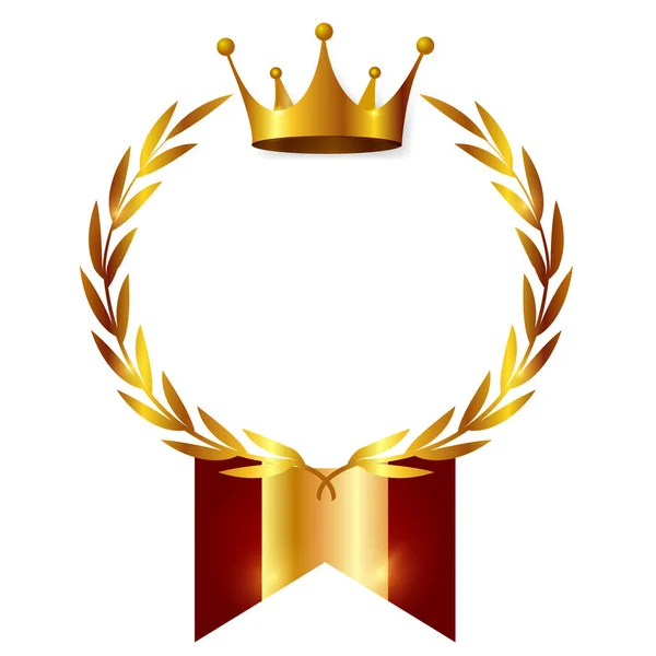 Корона Медаль Значок Стрічкою — стоковий вектор