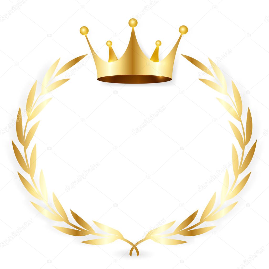 Crown Laurel Leaves Icon — Stock Vector © JBOY24 #183463898