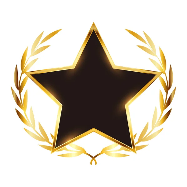 Ícone Ouro Star Laurel —  Vetores de Stock