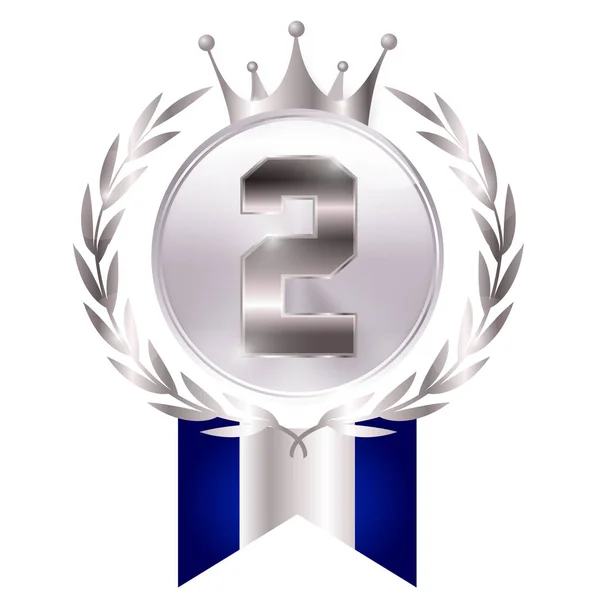 Médaille Couronne Icône Argent — Image vectorielle
