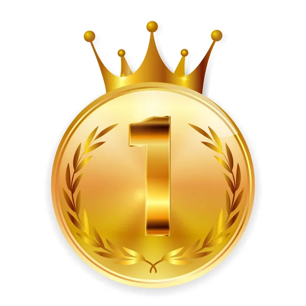 Medaglia Corona Icona Oro — Vettoriale Stock