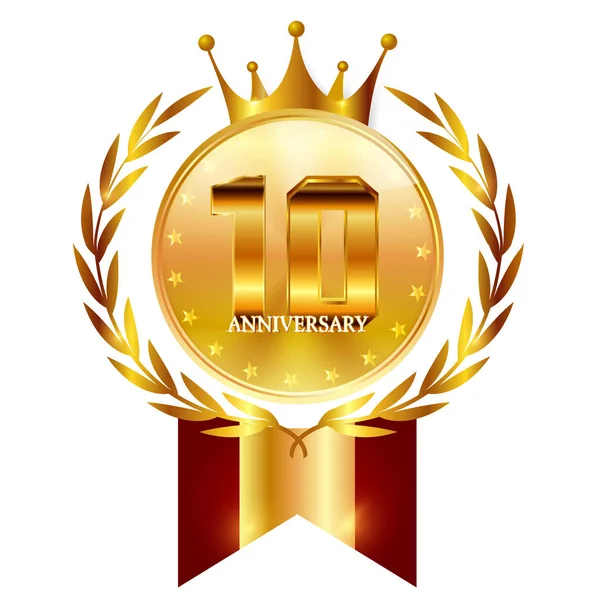 Crown Anniversary Gold Icon — Stock Vector