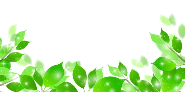 Fresh Green Leaves Landscape Background — Stock Vector