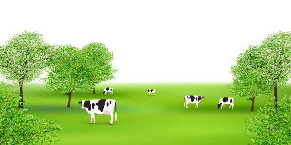 Корова Ранчо Пейзажний Фон — стоковий вектор