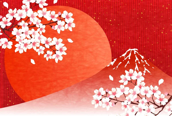 Cherry Blossoms Voorjaar Fuji Achtergrond — Stockvector