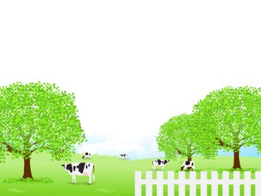 İnek ahır manzara arka plan