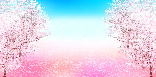 Cherry Blossoms Spring Flower Background — Stock Vector