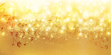 Müzik Puan Not altın arka plan dikkat edin