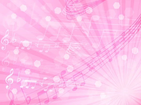 Note Musicale Fond Rose — Image vectorielle