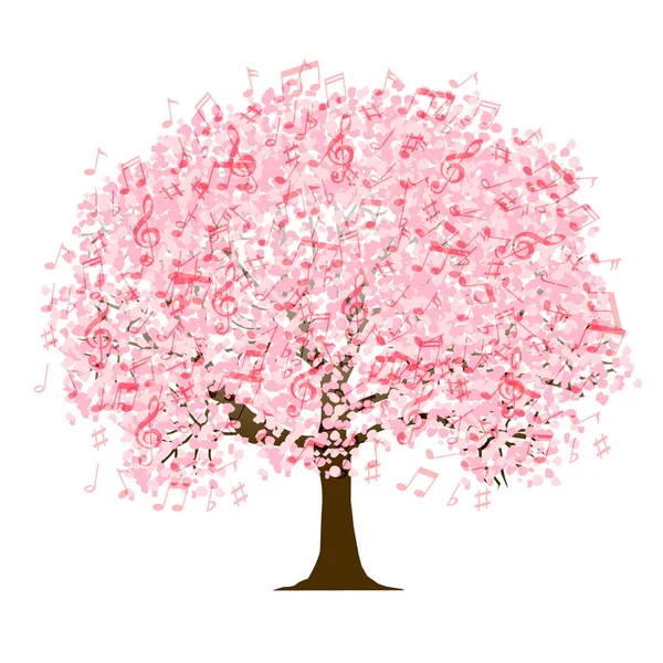 Flores Cerejeira Ícone Nota Primavera — Vetor de Stock