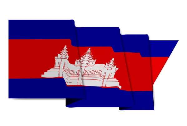 Kambodja Flagga Världen Ikonen — Stock vektor