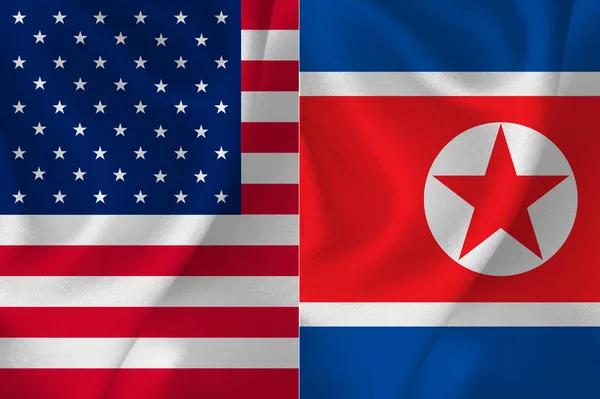 Ameryka Północna Korea Flaga Narodowa Tło — Wektor stockowy