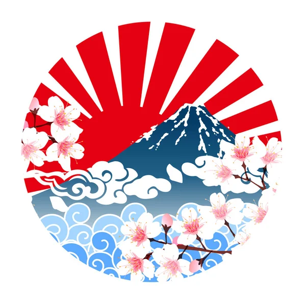 Icono Primavera Flores Cerezo Fuji — Vector de stock