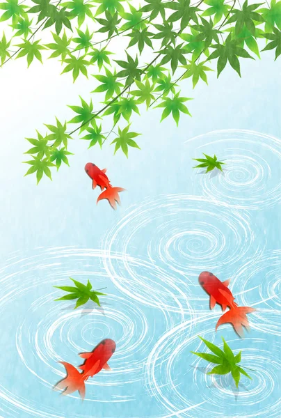 Fondo Agua Peces Dorados Verano — Vector de stock