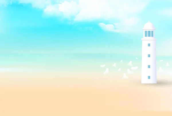 海上夏日灯塔背景 — 图库矢量图片