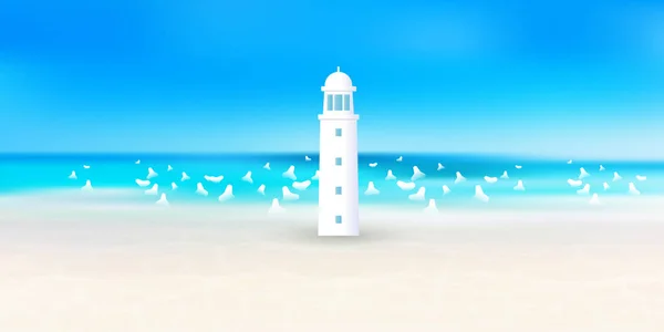 Sea Summer Lighthouse Background — Stock Vector