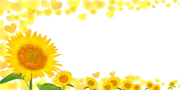 Sunflower Summer Heart Background — Stock Vector