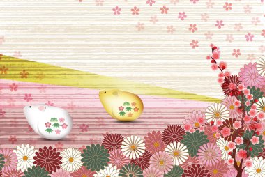 fare yeni yıl kartı Japon Kağıt arka plan