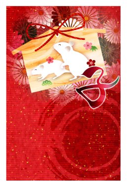 fare yeni yıl kartı Japon Kağıt arka plan