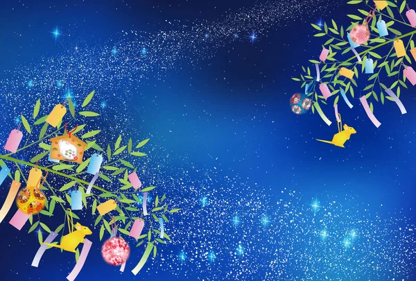 Mouse New Years Card Tanabata Background — 스톡 벡터