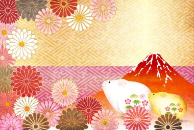 fare yeni yıl kartı Japon Kağıt arka plan