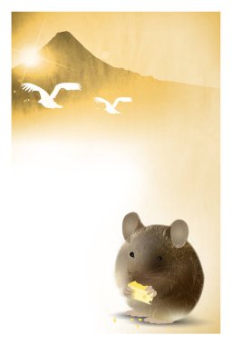 fare yeni yıl kartı Japon Kağıt arka plan