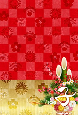 fare yeni yıl kartı Japon Kağıt arka plan