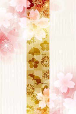 fare yeni yıl kartı Japon Kağıt arka plan