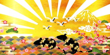 fare yeni yıl kartı Japon Kağıt arka plan