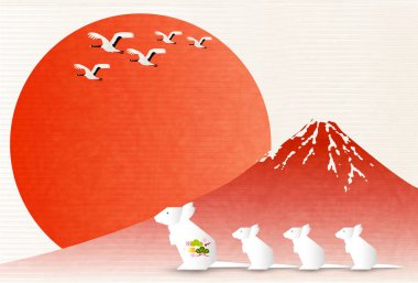 fare yeni yıl kartı Japon Kağıt arka plan