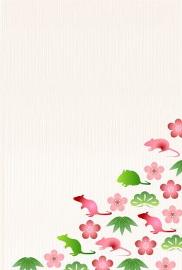 fare yeni yıl kartı Japon Kağıt arka plan