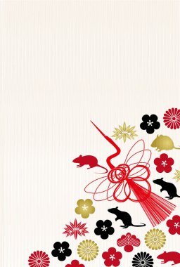 fare yeni yıl kartı Japon Kağıt arka plan