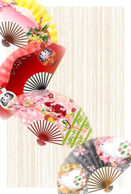 fare yeni yıl kartı Japon Kağıt arka plan