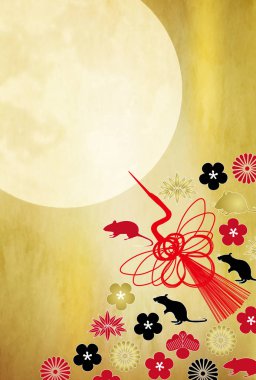 fare yeni yıl kartı Japon Kağıt arka plan