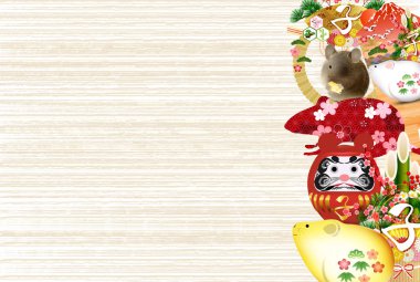 fare yeni yıl kartı Japon Kağıt arka plan