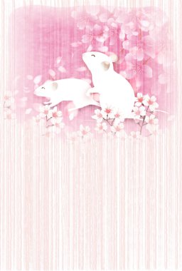 fare yeni yıl kartı Japon Kağıt arka plan