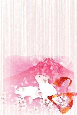 fare yeni yıl kartı Japon Kağıt arka plan