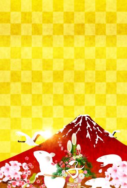 fare yeni yıl kartı Japon Kağıt arka plan
