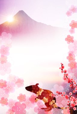 fare yeni yıl kartı Japon Kağıt arka plan